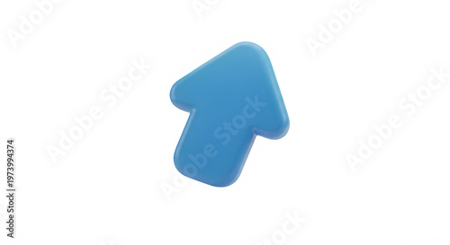 A vibrant light blue 3d arrow pointing upwards showcasing a smooth rounded design on transparent background high-quality professional detailed modern elegant stylish clean crisp colorful