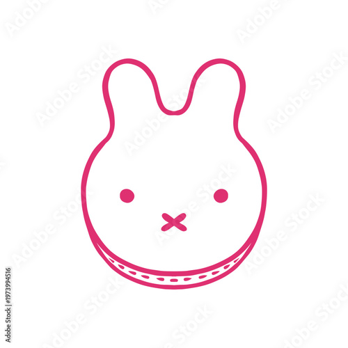 Cute bunny cookie kawaii line icon