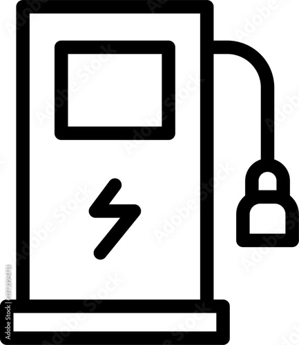Electric Vehicle Charging Station icon. Futuristic Smart EV Charging Station Infrastructure