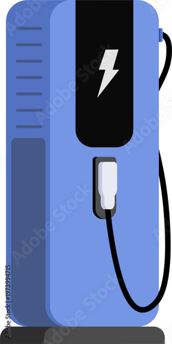 Futuristic Smart EV Charging Station Infrastructure Illustration. Green Energy EV Charger Point for Electric Car Sustainability