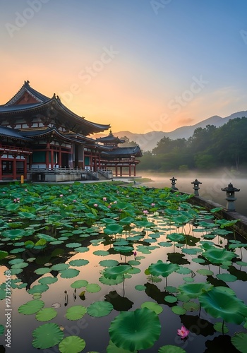 Gyeongbokgung Palace at Dawn - A Serene Reflection on the Lake.