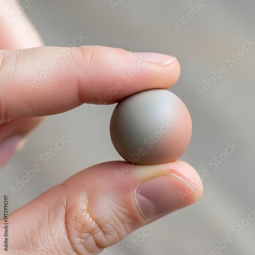 Small spherical object held between fingers, macro detail studio shot