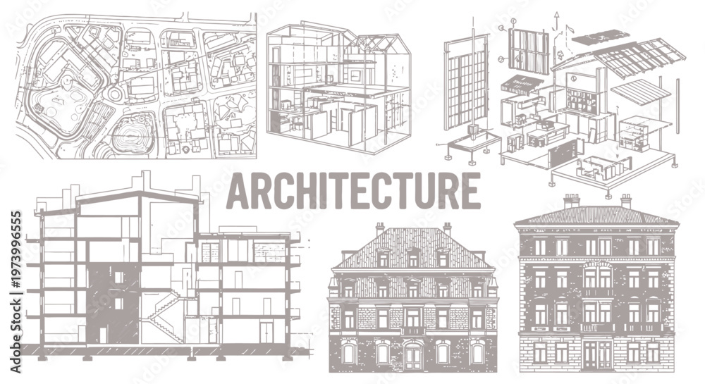 Obraz premium Architecture blueprints and building designs 3.