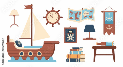 Brown Wooden Toy Sailboat Model.