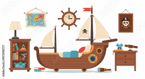 Brown Wooden Toy Ship Model.