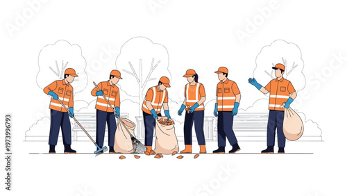 Community Cleanup Crew: A dedicated group of volunteers diligently works together, collecting litter and restoring the natural beauty of the environment.