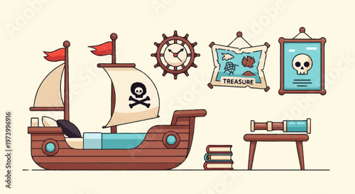 Pirate Ship Toy Model Sailboat.