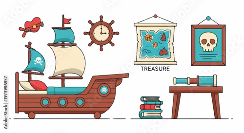 Pirate Ship Toy Model Sailboat.