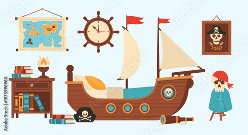 Pirate Ship Toy Model Decoration.