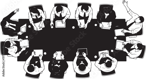 Business team meeting in a conference room setting illustration