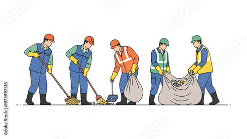 Community Cleanup: A group of dedicated individuals unite to restore cleanliness, working harmoniously to collect and remove litter, fostering a cleaner environment.