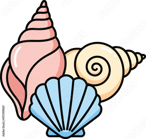 Collection of Assorted Seashells in Vibrant Colors.