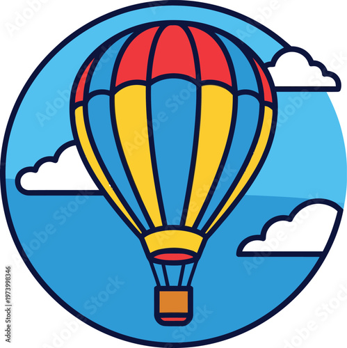Colorful Hot Air Balloon Ascending in the Sky.
