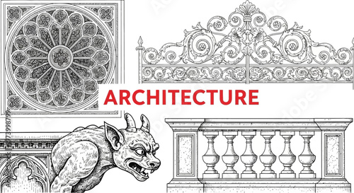 Ornate architectural elements and designs.