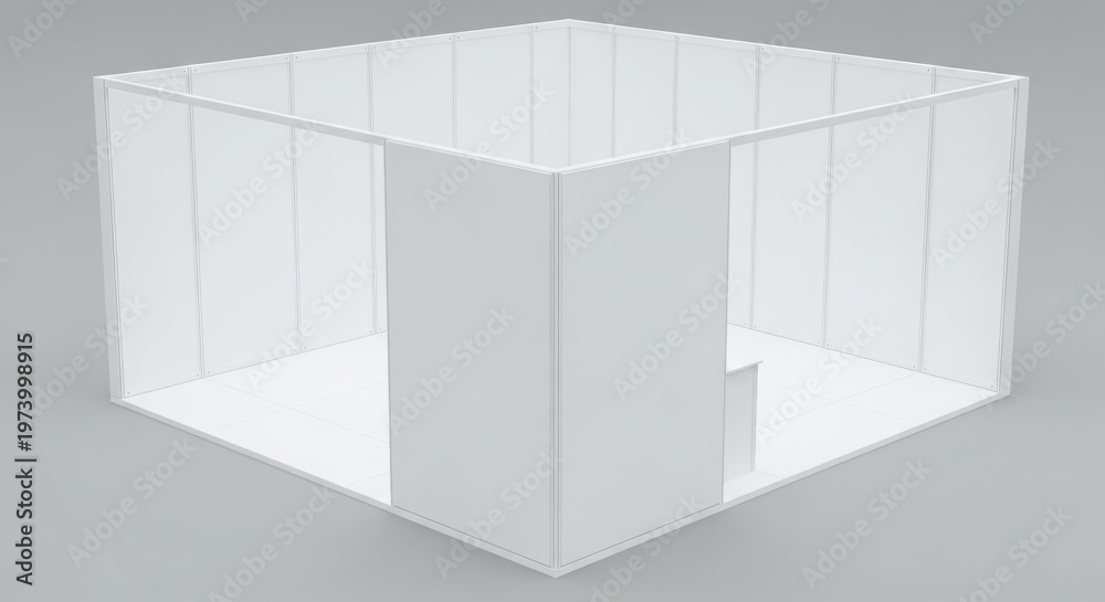 Fototapeta premium Empty white exhibition booth or trade show stand with minimalist design, rendered in 3D.
