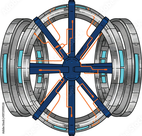 Futuristic SciFi Ring Structure with Internal Components.