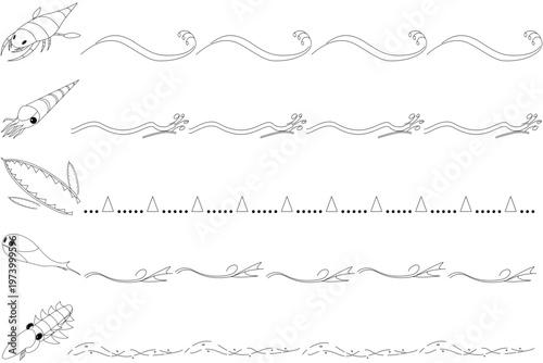 ポップなオルドビス紀生物の仕切り線素材セット