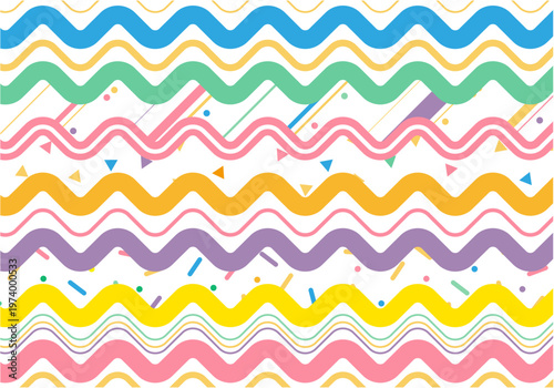 カラフルでポップな波線の背景素材