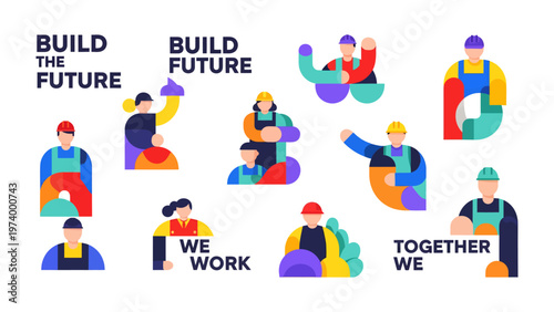 Building the Future: A vibrant illustration showcasing unity and progress, with diverse individuals collaboratively constructing a brighter tomorrow.