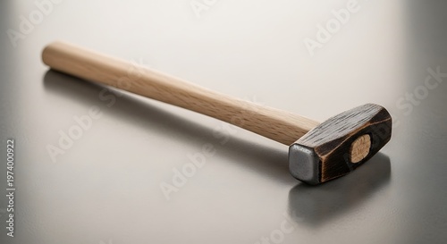Refined perspective on a crafted hammer, showcasing precision and balance