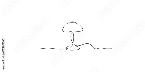 Continuous line drawing of a table lamp with a cord lighting electric wire one minimalist