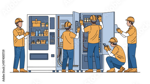 Technicians Inspecting Electrical Panels: A team of skilled technicians meticulously inspect and maintain electrical panels, ensuring the smooth and safe operation of complex systems.