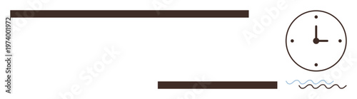 Time management, scheduling ideas, productivity , design aesthetics, minimalism, abstract art. A clock and parallel lines with decor. Time management and scheduling ideas concept