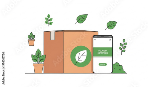 Eco Friendly Online Delivery and Sustainable Business Concept Vector Illustration