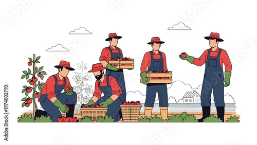Harvest Harmony: A team of dedicated individuals engages in the seasonal act of harvesting, carefully gathering the fruits of their labor.