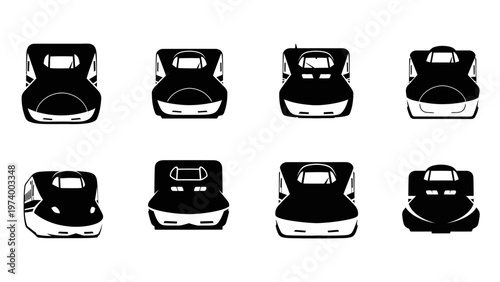 Modern High-Speed Train Frontal Views Collection