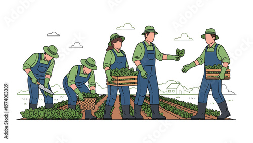 Harvest Harmony: Farmers collaborating harmoniously in the field, reaping the rewards of their labor.