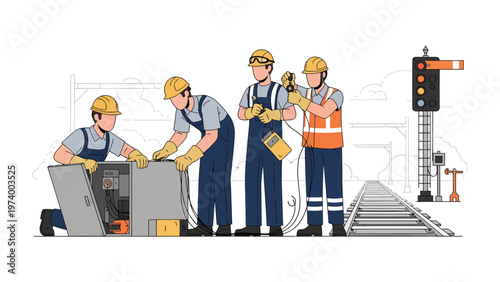 Maintenance Crew on the Rails: An efficient maintenance crew diligently works on railway infrastructure, showcasing their expertise and precision in maintaining a safe and operational system.