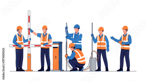 Construction Crew at Work: A group of skilled workers, clad in safety attire, collaborate on a construction project, showcasing dedication and teamwork.