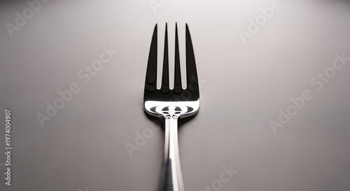 Sleek silver fork with elegant design and smooth reflective surface