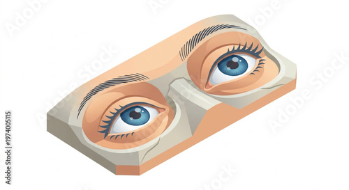 3D Isometric Human Eyes Vector Illustration on White Background