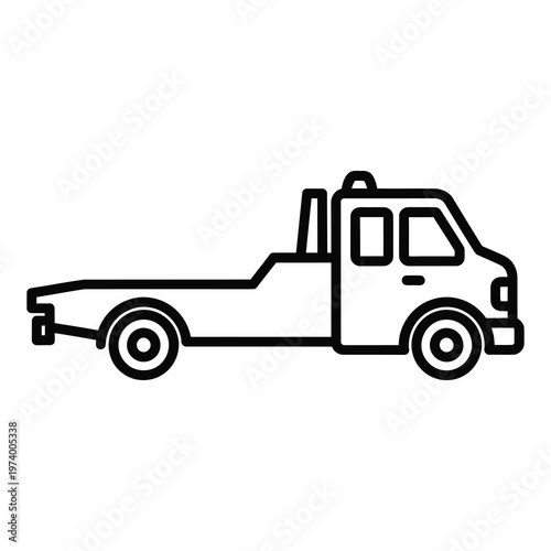 Tow truck vehicle icon with flatbed for car recovery services icon