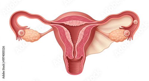 ​3D Isometric Human Uterus and Reproductive System Anatomical Vector Illustration
