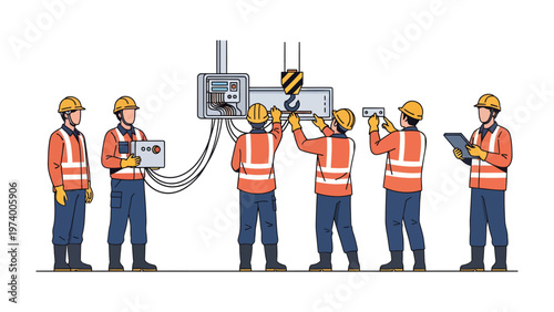 Industry Teamwork in Action: A group of dedicated workers diligently collaborate, their focus sharp and coordinated as they engage in hands-on work in an industrial setting.