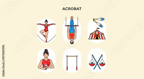 Acrobat performing various circus stunts.