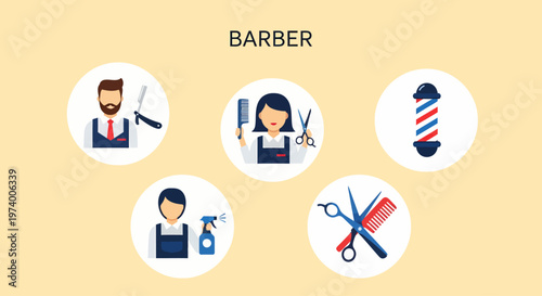 Barber Shop Icons and Tools.