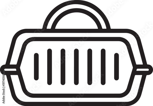 Pet carrier bag vector line icon isolated on transparent background for animal travel transport accessories and pet care service branding
