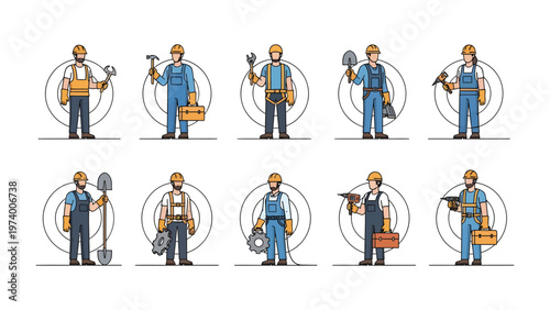 Construction Crew in Action: A dynamic collection of construction workers, each embodying skill and dedication, ready to tackle any project with precision and expertise.