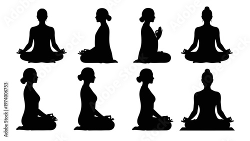 Wallpaper Mural Yoga Meditation Silhouettes Collection: Diverse Poses and Angles Torontodigital.ca