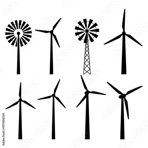 Wallpaper Mural Wind Turbines Collection: Modern and Vintage Silhouettes Torontodigital.ca