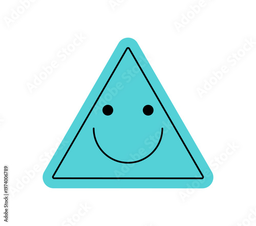 Cool blue happy smiley icon with retro flat style. Emoticon graphic with smiling eyes, y2k emoji symbol and positive character, modern element for playful vintage design and trendy backgrounds.