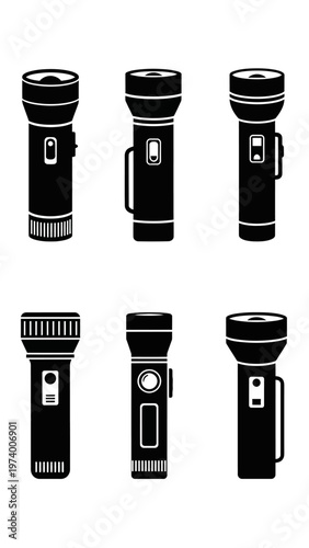 Wallpaper Mural Collection of Black Flashlight Icons Isolated on White Background Torontodigital.ca