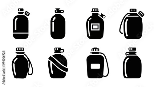 Wallpaper Mural Collection of Canteen Icons, Water Bottles, and Flasks - Vector Graphics Torontodigital.ca