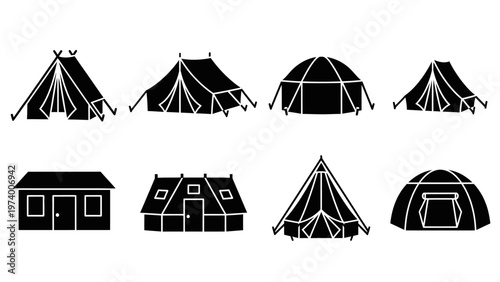 Wallpaper Mural Collection of Diverse Tent and Shelter Icons Torontodigital.ca