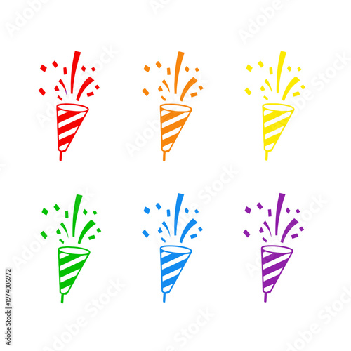 Wallpaper Mural Colorful Party Poppers Exploding Confetti, Celebration Icons Torontodigital.ca