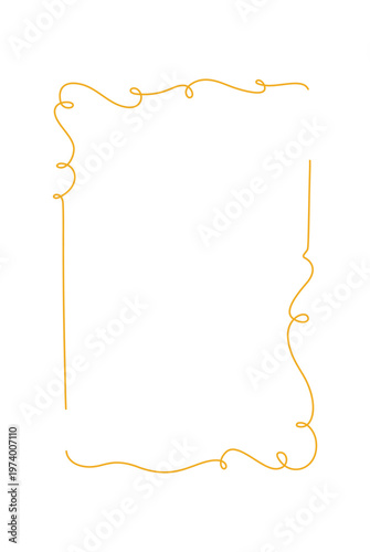 French coquette frame with wavy border. Cute whimsical rectangle as simple hand drawn doodle. Minimal line outline for social media background and card, trendy decor for invite or romantic poster